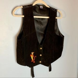 Disney Tigger embroidered vintage leather vest 90s